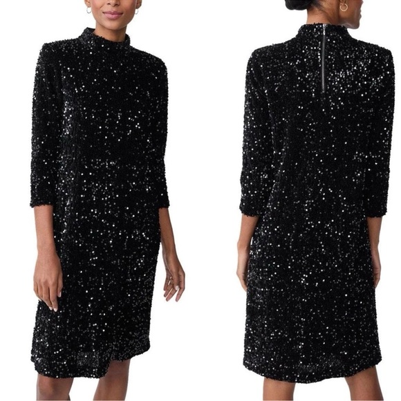 J. McLaughlin Dresses & Skirts - NWT J.McLaughlin Leeza Mini Black Sequin Shirt Dress Sz S